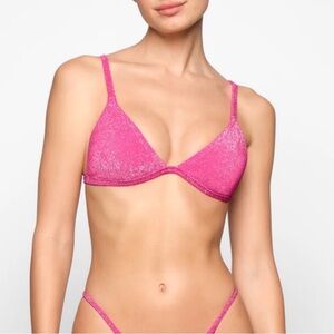 SKIMS Glitter Triangle Top Swim NWT Magenta SOLD OUT 4X (can fit XL/D/DD)